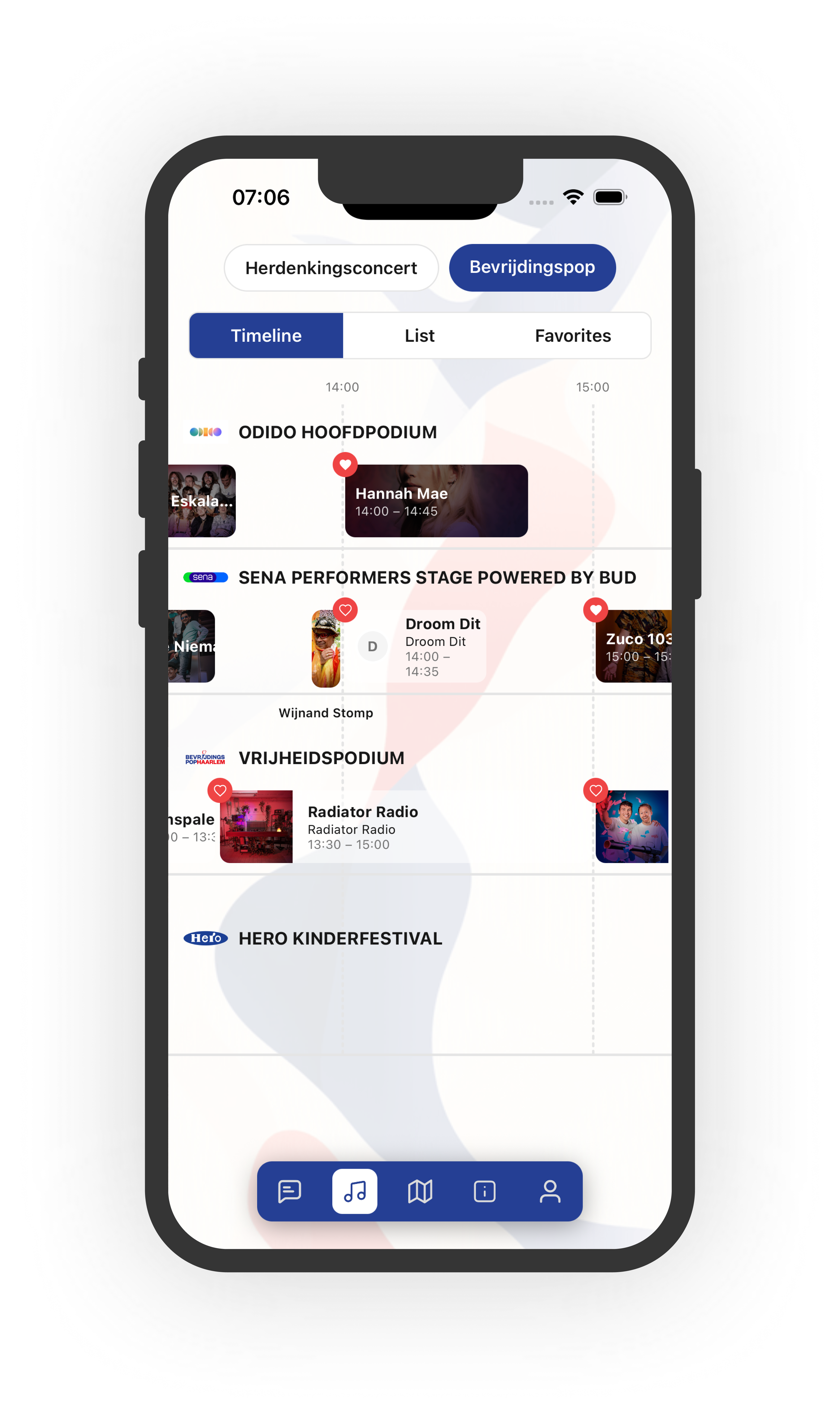 Fastlane festival app - line-up en timetable met artiesten